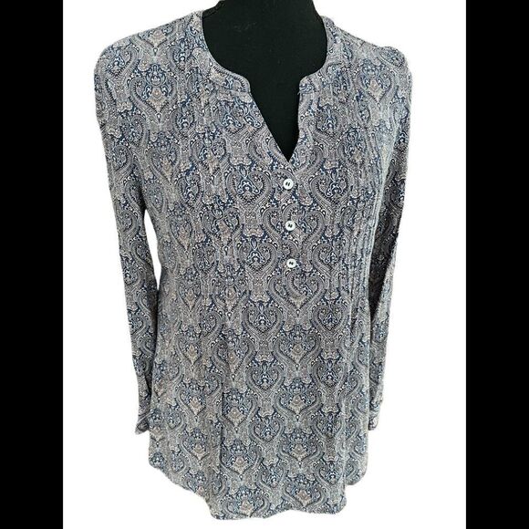 KRAZY Kat v neck button front tunic with medallion style print, size S - Picture 1 of 5